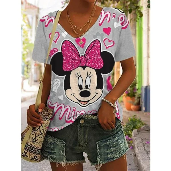 2024 Disney Mickey Mouse Minnie Mouse Women's T-shirts 3D Print Short Sleeve Summer T-Shirt for Women Tops Tees Female Clothing - Image 4