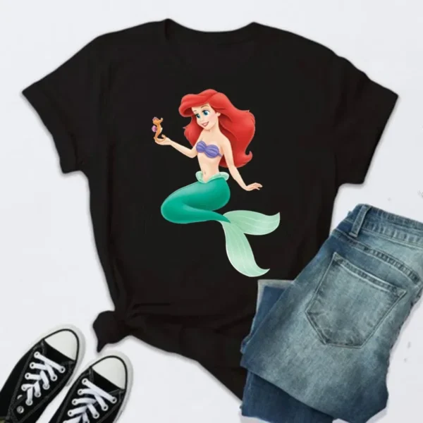 Kawaii Princess Anime T Shirt Women Black T-shirt Cute Cartoon Cinderella's T Shirt Fashion Friends Tshirt Female Clothes - Image 5