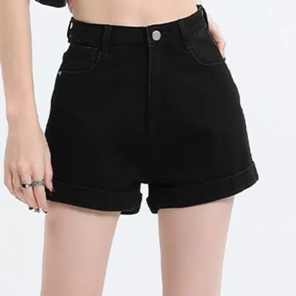 2024 Summer Women's High Waist Denim Shorts Casual Aesthetic Clothes Plus Size Y2k Pants Streetwear Button Wide Leg Short Jeans - Image 2
