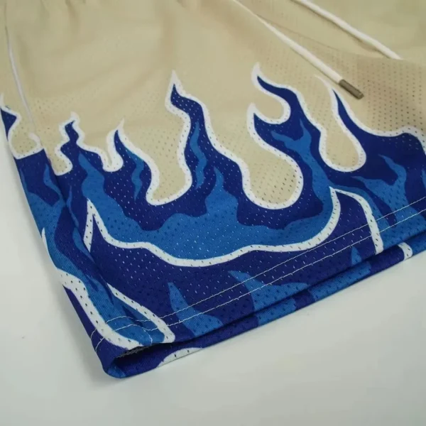 2024 Mesh Breathable Men Shorts GYM Basketball Running Quick-Drying Shorts Baggy Flame Print Fashion Shorts Summer Shorts - Image 4