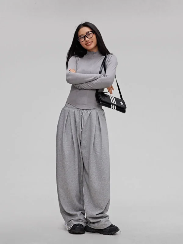 CBXLAB Street Dance Women's 2024 Grey Hip Hop Loose Dance Flowy Solid Color Sweatpants - Image 3