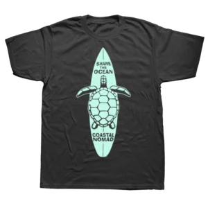 Funny Coastal Nomad T Shirt SUP Surf Paddle Board Surfing Ocean Sea Turtle Short Sleeve Birthday Gifts Summer Style T-shirt Men