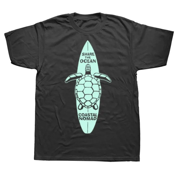 Funny Coastal Nomad T Shirt SUP Surf Paddle Board Surfing Ocean Sea Turtle Short Sleeve Birthday Gifts Summer Style T-shirt Men