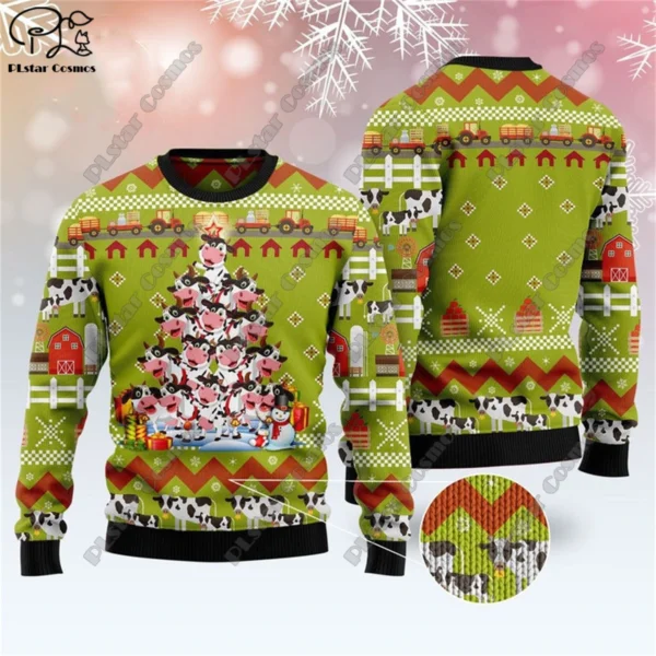 New 3D Printed Animal Custom Series Cute Christmas Pattern Ugly Sweater Street Casual Winter Sweatshirt S-1