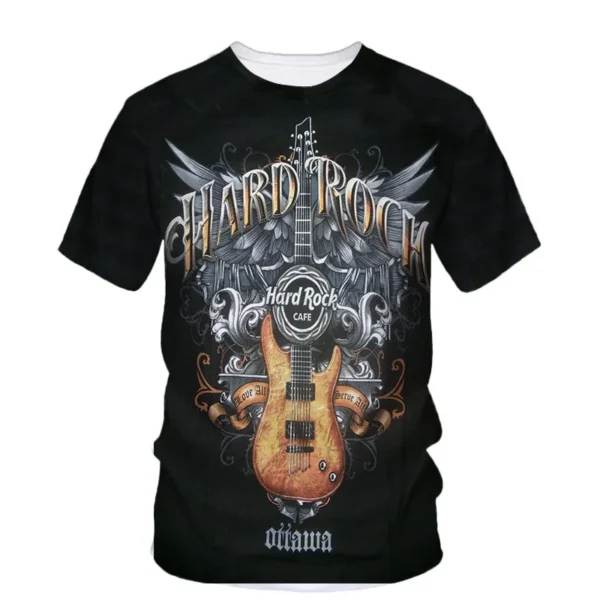 Fashion Rock Music Guitar T Shirt Summer Trend Short Sleeve O Neck Streetwear 3D Printed T-shirt Casual Oversized Tees For Mens - Image 3