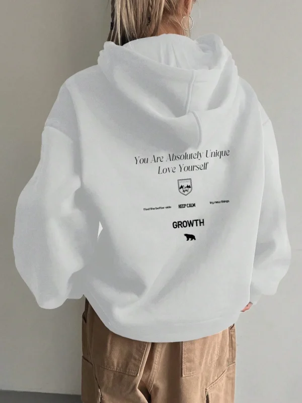 Five pointed star back print women's loose fitting hoodie fleece autumn/winter sweatshirts fashion versatile women's clothing - Image 6