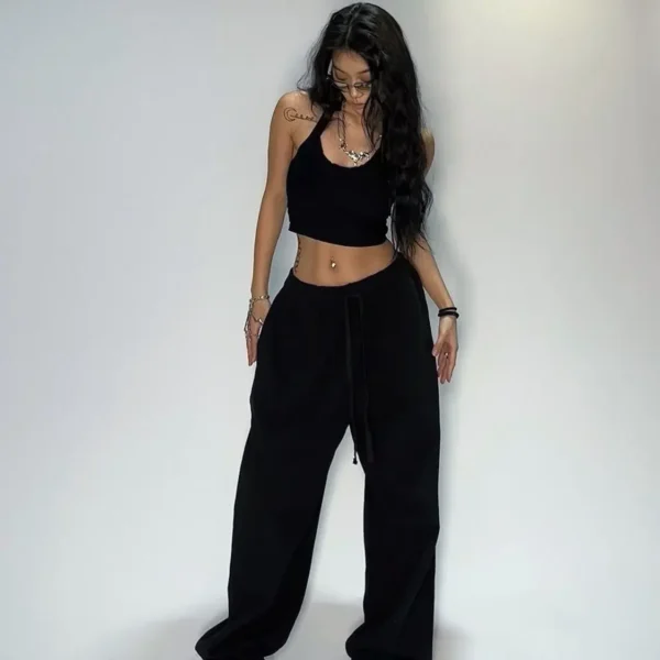 Kpop Y2K Gray Jogging Sweatpants Women Hippie Streetwear Oversized Sports Pants Loose Straight Wide Leg Trousers Korean Style - Image 6