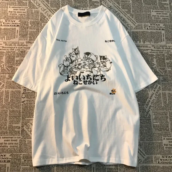 New T-shirt American Retro Fun Printed Short Sleeved with Trendy Women's Men Short Sleeve Street Style Loose Shirts for Women - Image 3