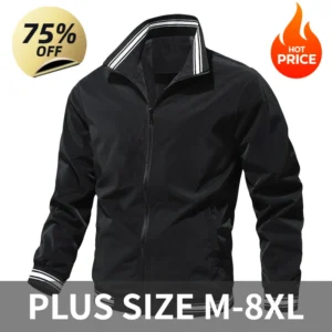 PLUS Size Men's Jacket Spring and Autumn Stand Collar Zipper Outdoor Sports Coat Oversized Tops Windbreaker Varsity Jacket for