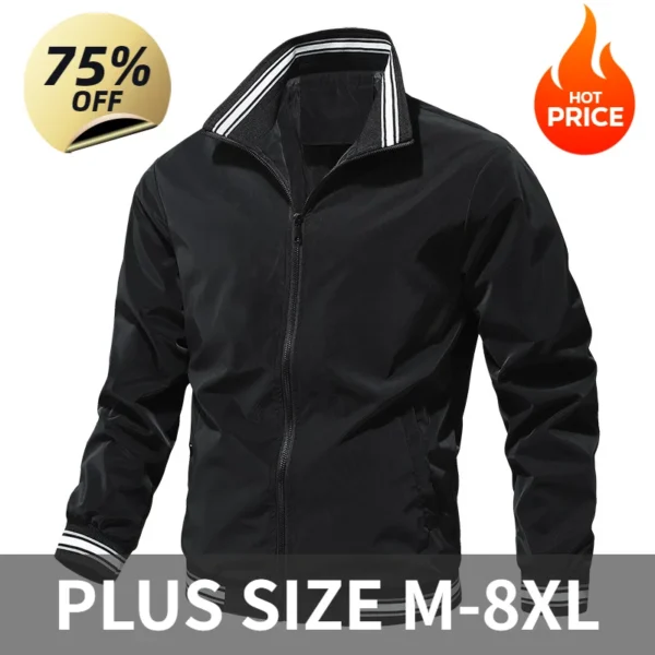 PLUS Size Men's Jacket Spring and Autumn Stand Collar Zipper Outdoor Sports Coat Oversized Tops Windbreaker Varsity Jacket for