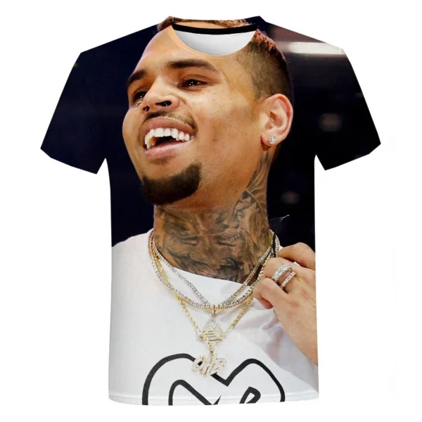 Y2K Clothing Chris Brown Graphic T Shirt for Men Singer 3D Short Sleeve Summer Oversized T-shirts Harajuku Streetwear Tops Tees - Image 3