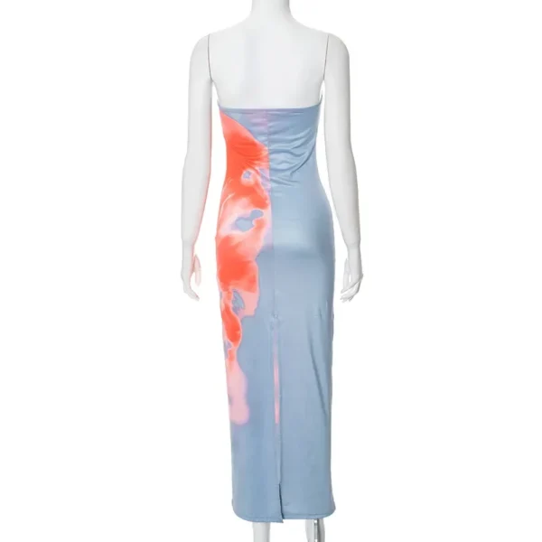 Sexy Strapless Print Tube Maxi Dress Women Off Shoulder Backless Stretch Long Sundress 2024 Summer Beach Y2K Clothes - Image 6