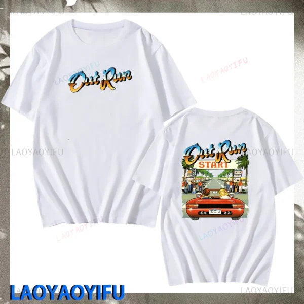 Japanese Arcade Racing Video Game Out Run T Shirt Men Cotton Short Sleeve Vintage 80s Console Gaming T-shirt OutRun Tshirt - Image 6