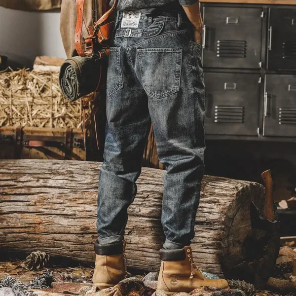 Men's Trendy American Classic Retro Streetwear Y2K Harem Denim Pants Autumn Casual Loose Straight Cargo Jeans Pantalones Hombre - Image 2