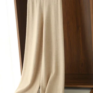 ADDONEE 100% Merino Wool Wide Leg Pants For Women Spring Autumn High Waist Elastic Casual Comfort Trousers Korean Popular Tops