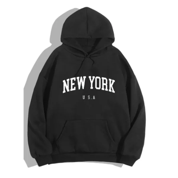 2024 New York City Printed Women's Sportswear Pocket Street Hoodie Simple Sportswear Soft Casual Women's Hoodie - Image 6