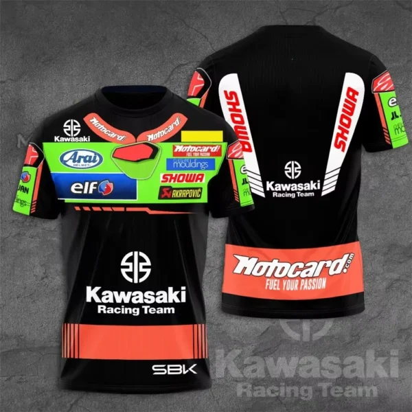 Kawasaki Motorcycle Racing Team Men T-shirt Summer Short Sleeve Women Oversized Clothing 2024 New Fashion Children Tee Tops - Image 2
