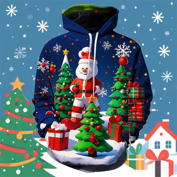Autumn Fashion 3D Merry Christmas Printed Hoodies Snowmen Snowflakes Graphic Hooded Sweatshirts Christmas Ornament Mens Clothing - Image 2