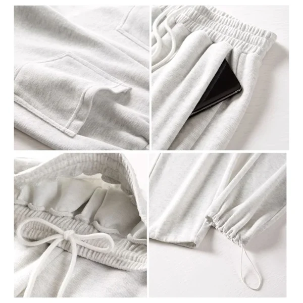 Women Chic Version Straight Leg Wide Leg Pants Lady Loose Elastic High Waisted Trousers Female Fashion Plush Thermal Sweatpants - Image 3