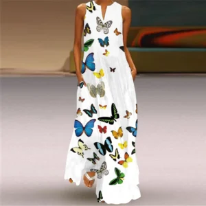Summer Maxi Boho Dress Women's Elegant Robe Party Sleeveless Casual Sundress Vintage Y2k Vestidos Para Mujer S-5XL Maxi Elegant