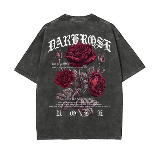 Red Roses Wrapped In Ribbons Printing Clothes Men Cotton Breathable Tee Clothes Oversized Casual Loose T-Shirts Short Sleeve - Image 4