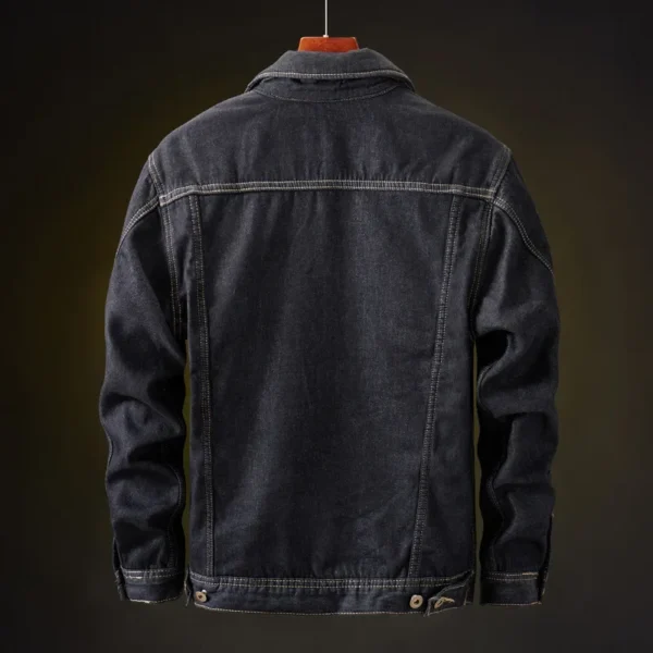 Winter Men Thick Jackets and Coats Warm Fleece Denim Jacket Fashion Mens Black vintage Men Coat Plus Large Size M-5XL - Image 2