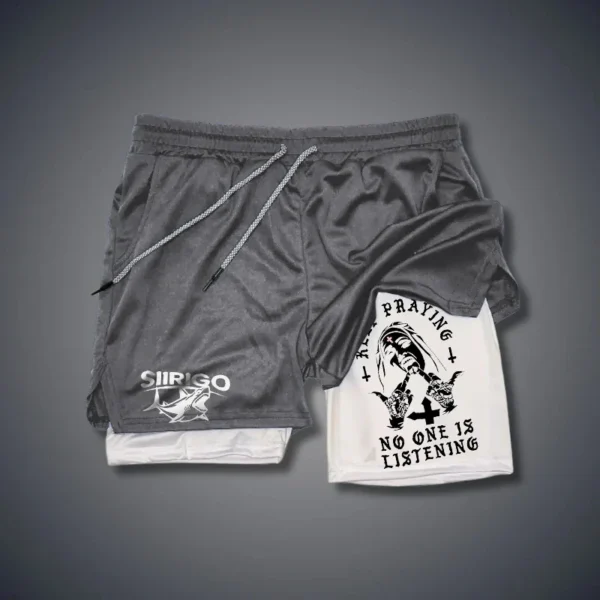 New Summer Trendy Casual Shorts Pattern Printed Double layered Sports Pants 2-in-1 Men's Outdoor Running Shorts - Image 3