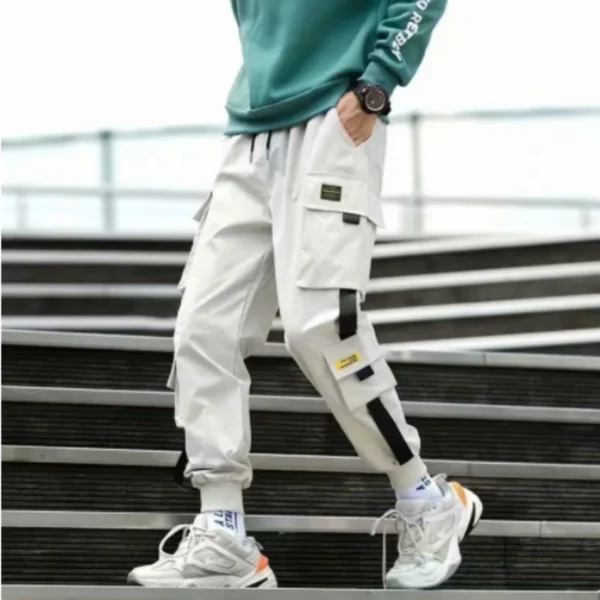 2024 Spring Autumn New Men's Korean Fashion Multi-pocket Loose Ins Nine-minute Drawstring Leg Work Pants Casual Daily Sweatpants - Image 5
