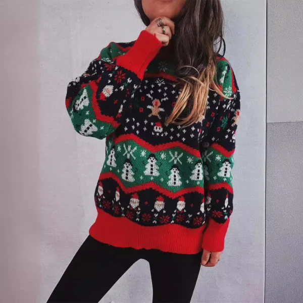 OMCHION Sueter Feminino 2024 Korean New New Christmas New Year Jacquard Acrylic Knitwear Sweater Women Oversized Pullover - Image 4