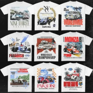 Y2K Retro T Shirt Racing Car Printed Pattern Streetwear Men 90S Poster Design Trendy Harajuku Casual Oversized Short Sleeve Tops