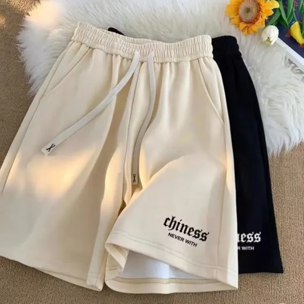 Monogram-printed sports shorts Men's summer thin loose straight leg casual pants trend brand all-in-one quarter pants - Image 2