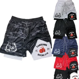 Anime Compression Shorts Summer Sportswear Men GYM 2 In 1 Training Workout Male Fitness Sport Shorts