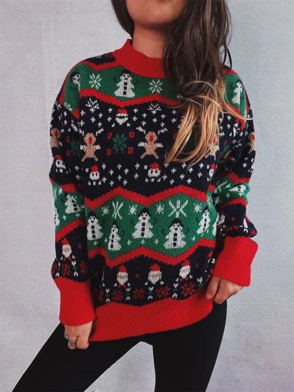 OMCHION Sueter Feminino 2024 Korean New New Christmas New Year Jacquard Acrylic Knitwear Sweater Women Oversized Pullover - Image 6