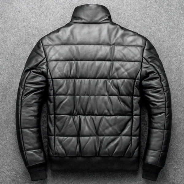 Sheepskin Jacket Top Layer Down Cotton Winter Warm Coat Stand Collar Real Leather Men's Slim And Thickened Clothing - Image 2
