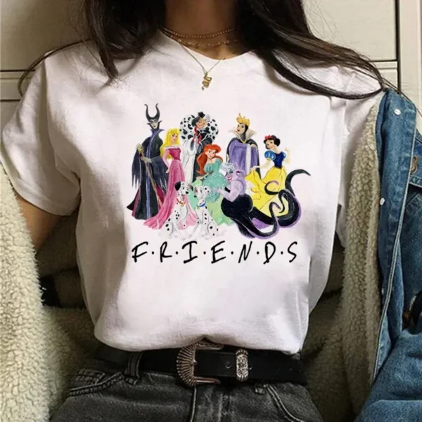 Disney Cute Cartoon Villains Queen Print Womens T-Shirt Street Breathable Short Sleeve Fashion Casual Clothes Cotton T-shirts - Image 2