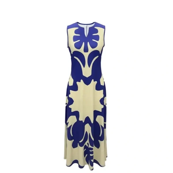 2024 New Spring Summer Daily Casual Dress Urban Street Fashion Sleeveless Dress 3D Flower Print V-Neck Skirt Women's Maxi Dress - Image 4