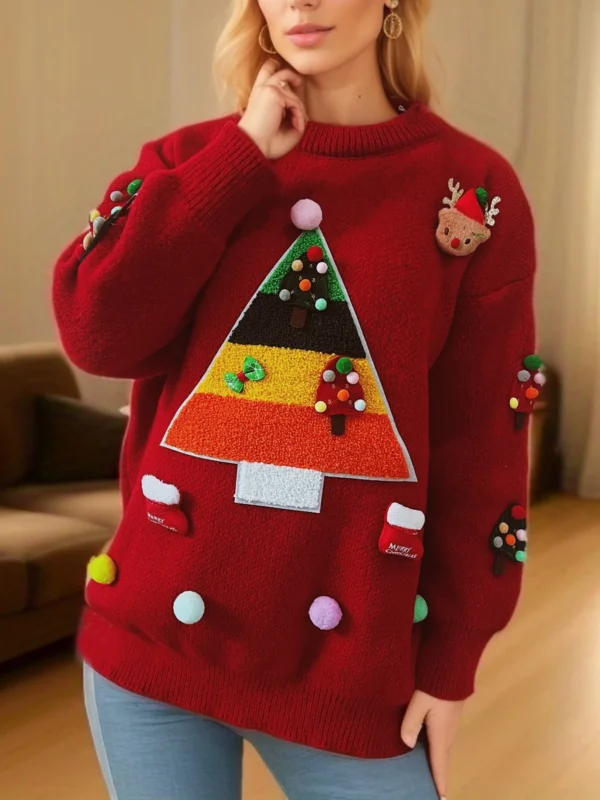 OMCHION Female 2023 New Arrive Christmas Sweater Christmas Socks Snowflake Knitwear,women Causal Loose Pullover Cheap Clothing - Image 3
