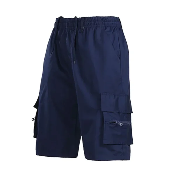 Casual Summer Men Solid Color Multi-pockets Drawstring Baggy Cargo Shorts Pants Multi-pockets Drawstring Cargo Shorts Pants - Image 5