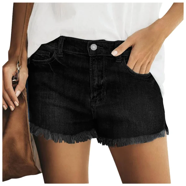 Women'S High Waist Denim Shorts Ripped Raw Hem Jean Shorts Casual Summer Cut Off Street Short With Pockets Female Streetwear - Image 2