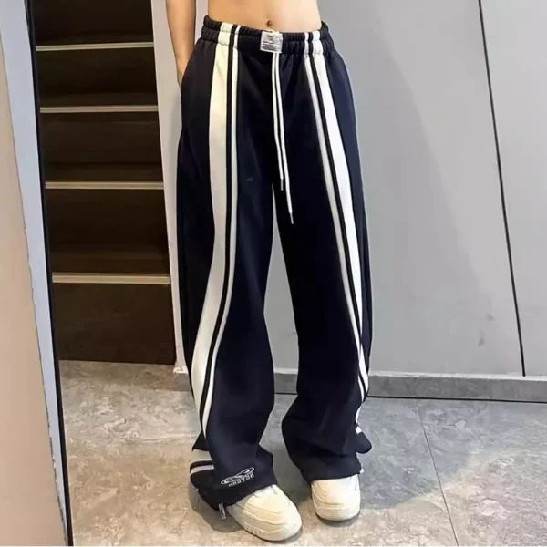 American Retro Black Street Hip-hop Trend Leisure Wide-leg Trousers Thin Straight Tube Baggy Sweatpants Cargo Pants Streetwear - Image 5