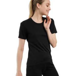 Women's 100% Merino Wool T Shirt Merino Short Sleeve Slim Fit Base Layer Tee Hiking Yoga Running Breathable Wicking Quick Drying