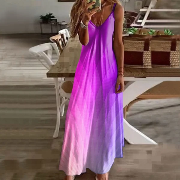 Fashion Women's Summer Casual Loose Spaghetti Strap Dress Sexy Beach Boho Maxi Dress Large Size Long Dresses Female Robe Dress - Image 4