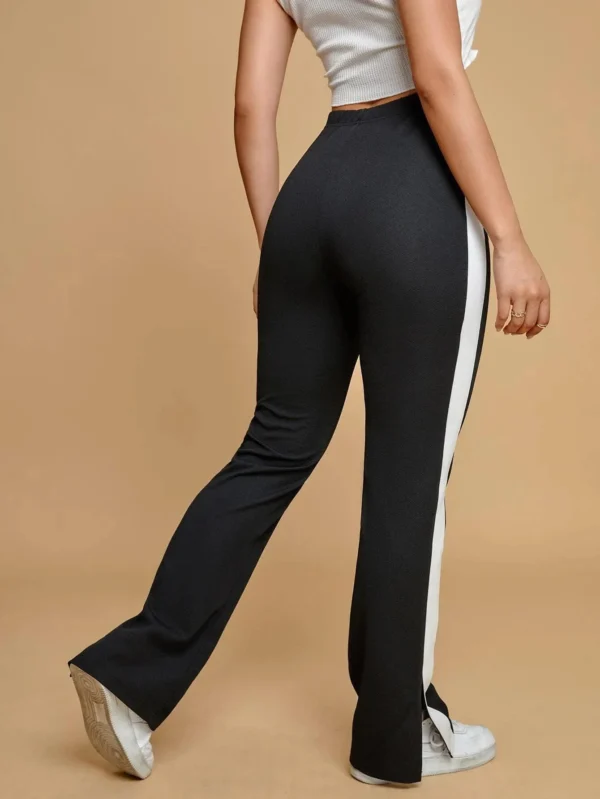 Women Fashion M-3XL Harem Pants Casual Contrast Side Seam Pants Tights Trousers Split Hem Sweatpants - Image 2