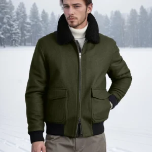New men's woolen jacket casual Korean style fur collar men's autumn and winter trendy woolen coat jacket men's clothing