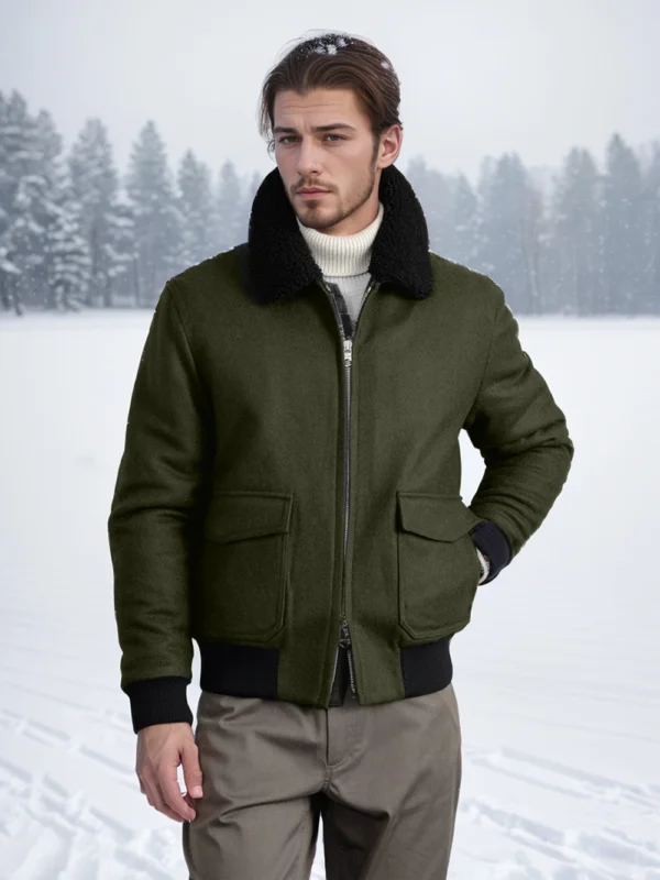 New men's woolen jacket casual Korean style fur collar men's autumn and winter trendy woolen coat jacket men's clothing
