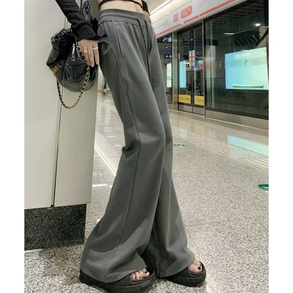 Korean Micro Flare Pants Women Draping Slim High-Waisted Streetwear Solid Harajuku Y2K Sweatpants Fashion Loose Casual Trousers - Image 3
