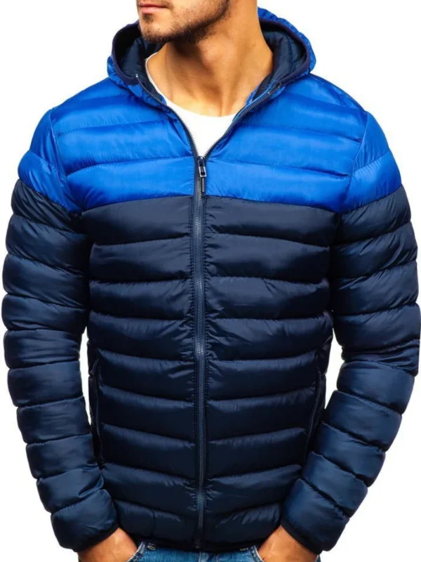 Winter Men Jacket Hoodies Coat Casual Parkas Male Two Color Patchwork Men's Winter Jackets - Image 3
