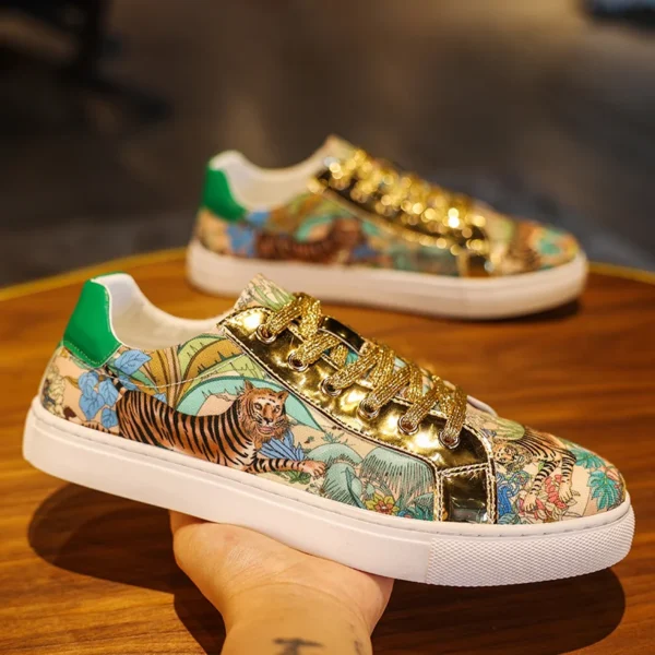 Luxury Fashion Colorful Animal Decoration Lace-up Casual Shoes Comfortable S Shoes for Men - Image 3