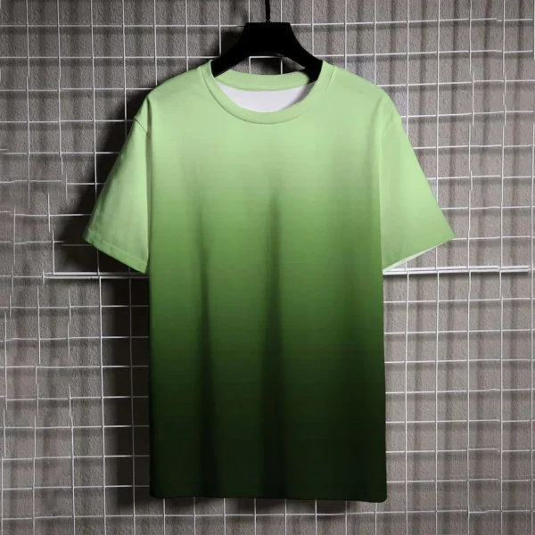 Casual Crew Neck Men's T-shirts Black and White Gradient Print Men's Short Sleeve Tee Tops Oversized T-shirt Tshirt Clothing Man - Image 3
