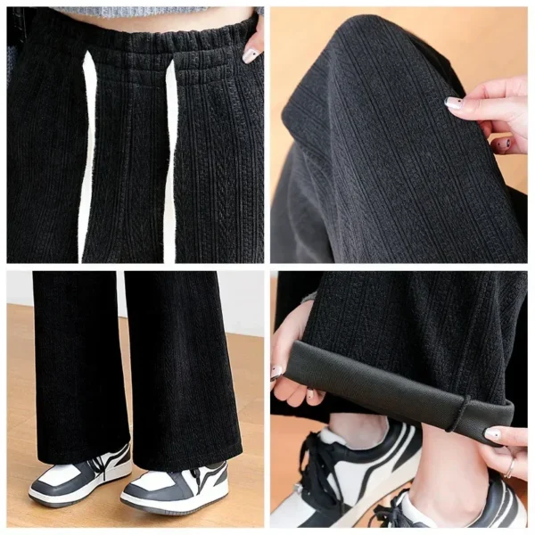 Pants 2023 Autumn/Winter New Jacquard Chenille Velvet Wide Legged Pants Women's High Waist Straight Tube Casual 바지 - Image 2